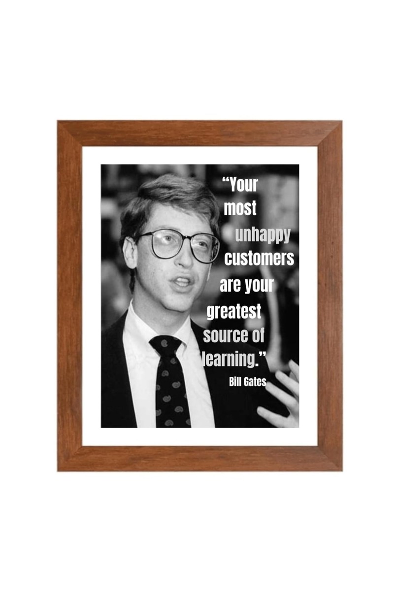 Bill Gates & Famous Quote Brown Frame, 14x18InchesInspirational Wall Art for Office, Home DecorIdeal Spiritual Gift
