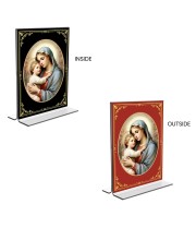 Mother Mary Acrylic T-Style Photo Stand - 11x13 Inches, Compact and Stylish Spiritual Display, easily change 2 photos (Pack of 1)