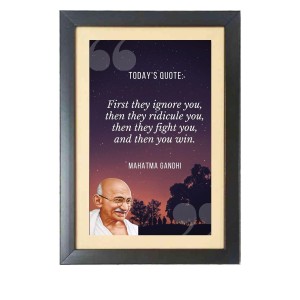 Mahatma Gandhi & His Famous Quote Photo Frame - Brown Frame, 11x15 Inches, Perfect for Office & Wall Decoration, Ideal Gift