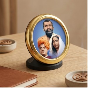 Sri Ramakrishna, Swami Vivekananda & Sarada Devi Gold Plated Metallic Photo Frame for Car Dashboard & Table Decor Glossy Finish | Compact & Elegant Design Study Desk, Puja Room, Home Temple & Office Decor Sri Ramakrishna, Swami Vivekananda & Sarada Devi Gold Plated Metallic Photo Frame for Car Dashboard & Table Decor Glossy Finish | Compact & Elegant Design Study Desk, Puja Room, Home Temple & Office Decor