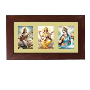 Sri Maa Swaraswati Color Photo Frame -14X7.5 Inch, Elegant Religious Home & Temple Decor