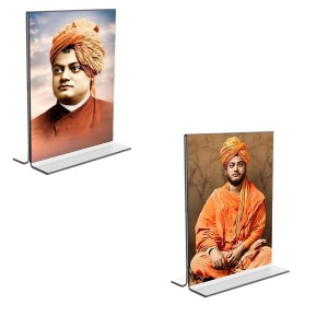 Car Desk/Table Top Swami Vivekananda Acrylic T-Style Photo Stand - 2.5x3.5 Inches, Compact and Stylish Spiritual Display, easily change 2 photos (Pack of 1) Car Desk/Table Top Swami Vivekananda Acrylic T-Style Photo Stand - 2.5x3.5 Inches, Compact and Stylish Spiritual Display, easily change 2 photos (Pack of 1)