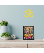 Hitech Sales Lord Vishnu Polystyrene Photo Frame for Pooja Room, Temple Decor, Home Decoration and Gifting (Wall and Tabletop, Rectangular, Printed Photo, 7.12 x 9.12 inches Frame, Black)