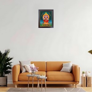 Hitech Sales Laxmi Devi Photo Frame for Pooja Room, Temple Decor, Home Decoration and Gift (Wall and Tabletop, Rectangular, Polystyrene Frame, Printed Photo, 24 x 29 cm, Black)