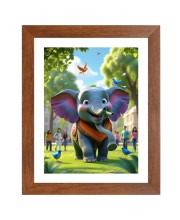 AI Funny Cute Elephant Art Picture for Kids - 10x14 inches, Brown Color - Perfect Wall Decor for Children's Room