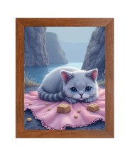 AI Funny Cute Cat Art Picture for Kids - 16x20 inches, Brown Color - Perfect Wall Decor for Children's Room