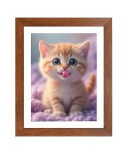 AI Funny Cute Cat Art Picture for Kids - 10x14 inches, Brown Color - Perfect Wall Decor for Children's Room