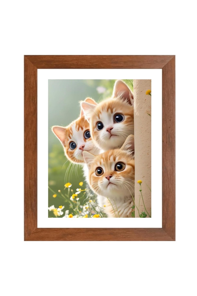 AI Funny Cute Cat Art Picture for Kids - 10x14 inches, Brown Color - Perfect Wall Decor for Children's Room