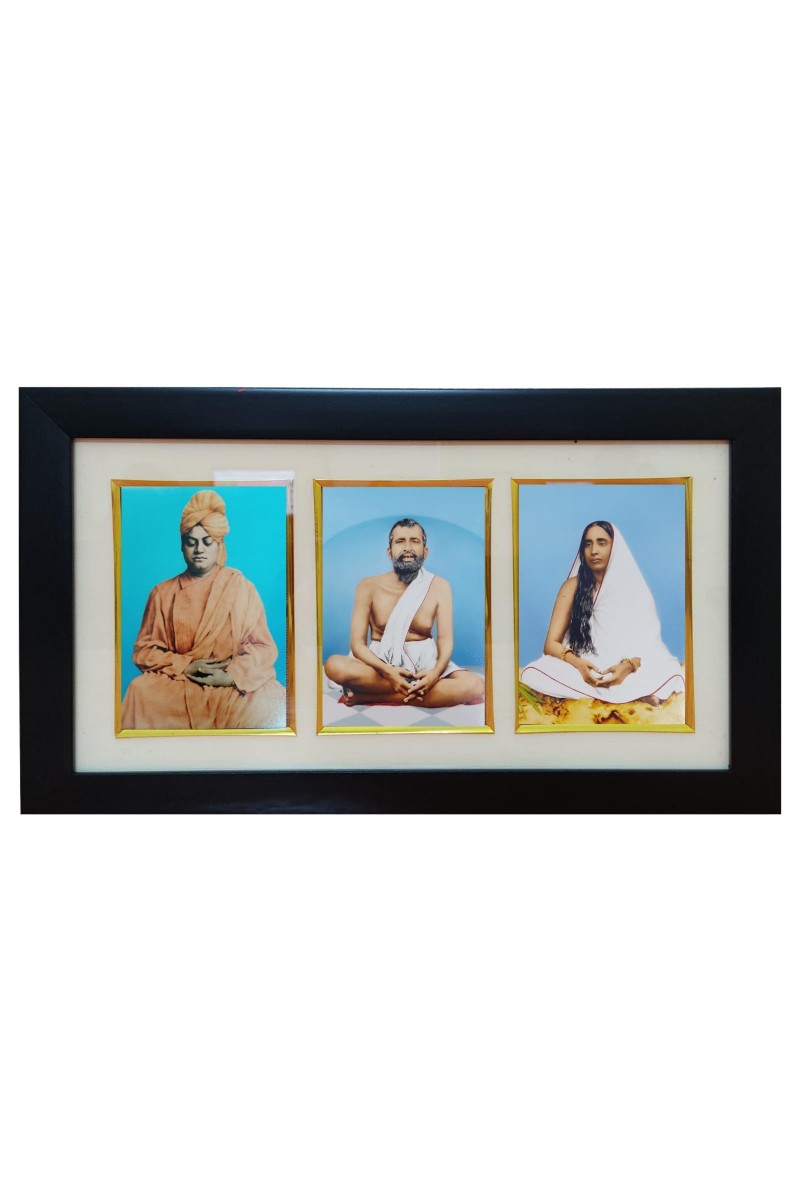 Hi tech Sales Swami Vivekananda & Ramkrishna Paramahansa & Sarada Maa photo frame | synthetic photo Frame with Glass | For wall, living room, gifts, pooja (Multicolor)