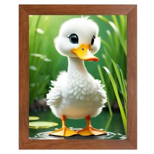 AI Funny Cute Duck Art Picture for Kids - 10x14 inches, Brown Color - Perfect Wall Decor for Children's Room