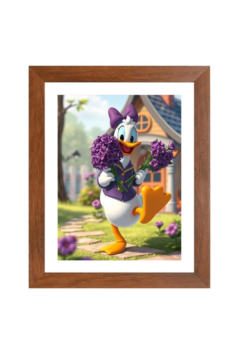 AI Funny Cute Duck Art Picture for Kids - 10x14 inches, Brown Color - Perfect Wall Decor for Children's Room