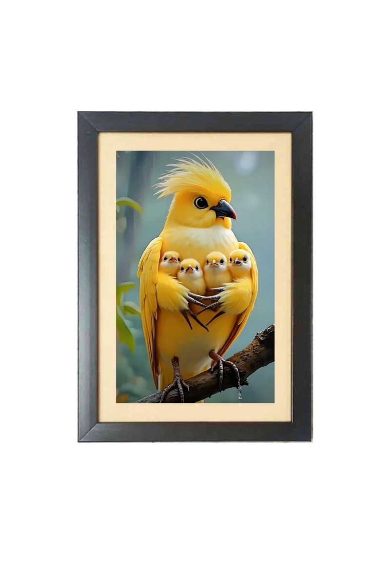 The mother bird Black Photo Frame Funny Animal and Bird Cartoon Art