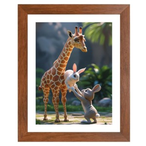 AI Funny Giraffe Art Picture for Kids - 10x14 inches, Brown Color - Perfect Wall Decor for Children's Room
