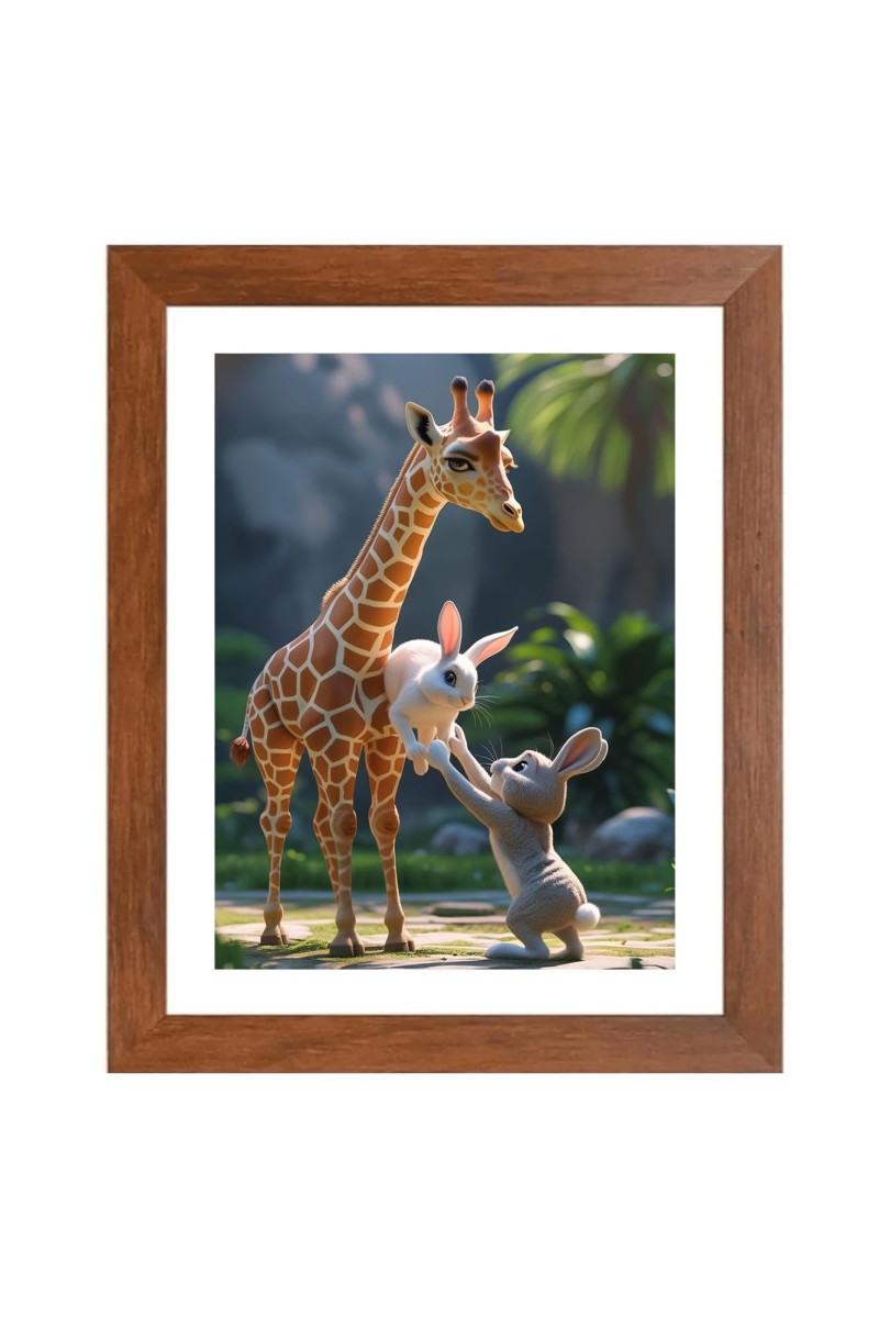 AI Funny Giraffe Art Picture for Kids - 10x14 inches, Brown Color - Perfect Wall Decor for Children's Room