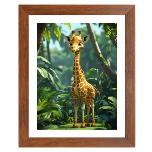 AI Funny Giraffe Art Picture for Kids - 10x14 inches, Brown Color - Perfect Wall Decor for Children's Room