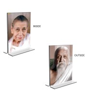 Sri Aurobindo & Debi Mirra Alfassa Acrylic T-Style Photo Stand - 11x13 Inches, Compact and Stylish Spiritual Display, easily change 2 photos (Pack of 1)