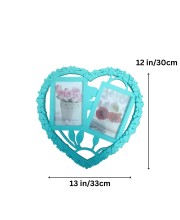 Heart Shaped Wall Hanging Photo Frame for 2 Pictures – Decorative Love Heart Collage Frame – Plastic Dual Photo Display for Bedroom, Living Room & Anniversary Gift (Light Green) (Light Green)