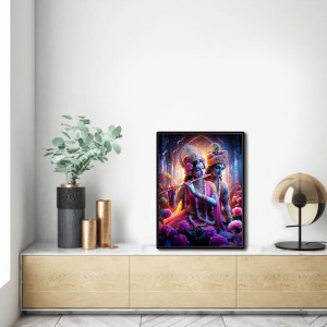 Radha Krishna Laminated Photo - 5x7 Inches, Divine Blessings for Home & Office and Temple Decoration