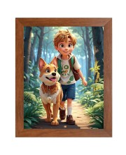 AI Funny Boy With Cute Dog Art Picture for Kids - 10x14 inches, Brown Color - Perfect Wall Decor for Children's Room AI Funny Boy With Cute Dog Art Picture for Kids - 10x14 inches, Brown Color - Perfect Wall Decor for Children's Room