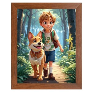AI Funny Boy With Cute Dog Art Picture for Kids - 16x20 inches, Brown Color - Perfect Wall Decor for Children's Room AI Funny Boy With Cute Dog Art Picture for Kids - 16x20 inches, Brown Color - Perfect Wall Decor for Children's Room