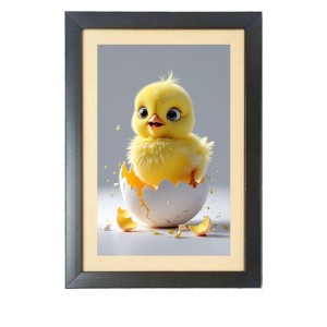 The baby chick is coming out of egg Black Photo Frame Funny Animal and Bird Cartoon Art The baby chick is coming out of egg Black Photo Frame Funny Animal and Bird Cartoon Art
