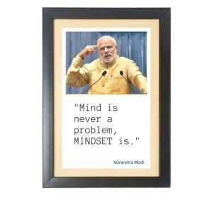 Narendra Modi & His Famous Quote Photo Frame - Brown Frame, 11x15 Inches, Perfect for Office & Wall Decoration, Ideal Gift