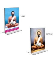Sri Ramakrishna Paramhansa Acrylic T-Style Photo Stand - 11x13 Inches, Compact and Stylish Spiritual Display, easily change 2 photos (Pack of 1)