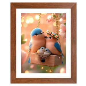 AI Funny Cute Birds Art Picture for Kids - 10x14 inches, Brown Color - Perfect Wall Decor for Children's Room