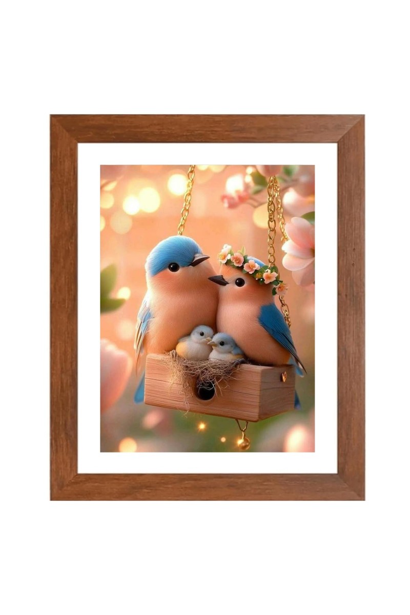 AI Funny Cute Birds Art Picture for Kids - 10x14 inches, Brown Color - Perfect Wall Decor for Children's Room