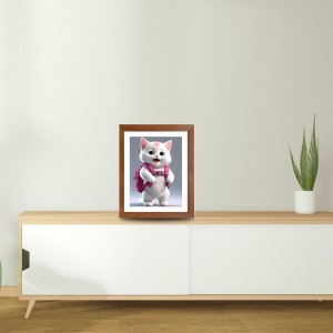 AI Funny Cute Cat Art Picture for Kids - 10x14 inches, Brown Color - Perfect Wall Decor for Children's Room