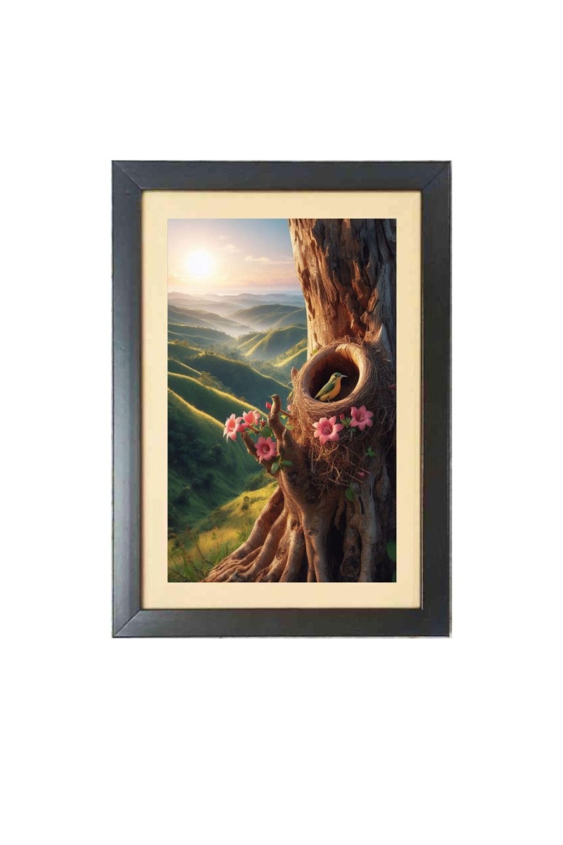 The cute bird Photo Frame Funny Animal and Bird Cartoon Art, Black color, 17x21 Inch