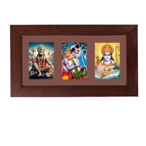 Sri Hanuman and Sri Ram Color Photo Frame - 5x7 Inch, Elegant Religious Home & Temple Decor