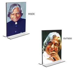 Car Desk/Table Top APJ Abdul Kalam Acrylic T-Style Photo Stand - 2.5x3.5 Inches, Compact and Stylish Spiritual Display, easily change 2 photos (Pack of 1) Car Desk/Table Top APJ Abdul Kalam Acrylic T-Style Photo Stand - 2.5x3.5 Inches, Compact and Stylish Spiritual Display, easily change 2 photos (Pack of 1)