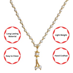 Hitech Sales Artificial Pearl Garland Mala Necklace | Decorative Pearl Chain for Pooja, Mandir, and Festive Decorations | White and Gold Beads Mala with Hanging Pendant (Small, 2, Piece) Hitech Sales Artificial Pearl Garland Mala Necklace | Decorative Pearl Chain for Pooja, Mandir, and Festive Decorations | White and Gold Beads Mala with Hanging Pendant (Small, 2, Piece)