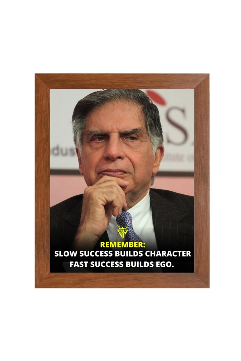 Shree Ratan Naval Tata & Famous Quote Brown Frame, 18x22InchesInspirational Wall Art for Office, Home DecorIdeal Spiritual Gift