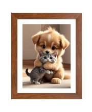 AI Funny Cute Dog & Cat Art Picture for Kids - 12x16 inches, Brown Color - Perfect Wall Decor for Children's Room AI Funny Cute Dog & Cat Art Picture for Kids - 12x16 inches, Brown Color - Perfect Wall Decor for Children's Room