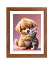 AI Funny Cute Dog & Cat Art Picture for Kids - 10x14 inches, Brown Color - Perfect Wall Decor for Children's Room AI Funny Cute Dog & Cat Art Picture for Kids - 10x14 inches, Brown Color - Perfect Wall Decor for Children's Room