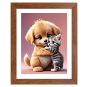 AI Funny Cute Dog & Cat Art Picture for Kids - 10x14 inches, Brown Color - Perfect Wall Decor for Children's Room AI Funny Cute Dog & Cat Art Picture for Kids - 10x14 inches, Brown Color - Perfect Wall Decor for Children's Room