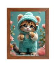 AI Funny Cute Kitty Cat Art Picture for Kids - 14x18 inches, Brown Color - Perfect Wall Decor for Children's Room