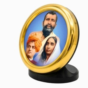 Sri Ramakrishna, Swami Vivekananda & Sarada Devi Gold Plated Metallic Photo Frame for Car Dashboard & Table Decor Glossy Finish | Compact & Elegant Design Study Desk, Puja Room, Home Temple & Office Decor Sri Ramakrishna, Swami Vivekananda & Sarada Devi Gold Plated Metallic Photo Frame for Car Dashboard & Table Decor Glossy Finish | Compact & Elegant Design Study Desk, Puja Room, Home Temple & Office Decor