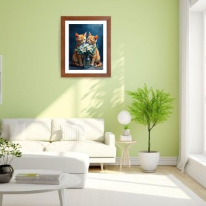 AI Funny Cute Cat Art Picture for Kids - 10x14 inches, Brown Color - Perfect Wall Decor for Children's Room
