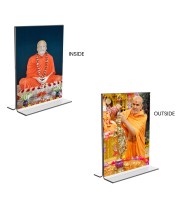 Sri Ramakrishna Paramhansa & Swami Narayan Acrylic T-Style Photo Stand - 5x7 Inches, Compact and Stylish Spiritual Display, easily change 2 photos (Pack of 1)