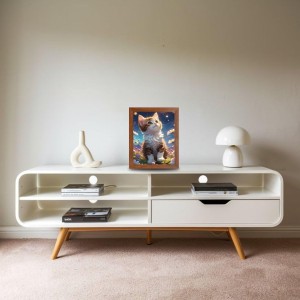 AI Funny Cute Cat Art Picture for Kids - 12x16 inches, Brown Color - Perfect Wall Decor for Children's Room