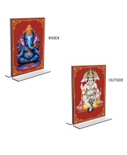 Sri Ganesh & Panchmukhi Hanuman Acrylic T-Style Photo Stand - 11x13 Inches, Compact and Stylish Spiritual Display, easily change 2 photos (Pack of 1)