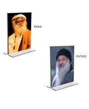 Sadhguru & Osho Acrylic T-Style Photo Stand - 11x13 Inches, Compact and Stylish Spiritual Display, easily change 2 photos (Pack of 1)