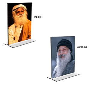 Sadhguru & Osho Acrylic T-Style Photo Stand - 5x7 Inches, Compact and Stylish Spiritual Display, easily change 2 photos (Pack of 1)