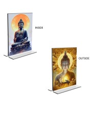 Buddha Acrylic T-Style Photo Stand - 11x13 Inches, Compact and Stylish Spiritual Display, easily change 2 photos (Pack of 1)