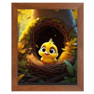 AI Funny Cute Birds Art Picture for Kids - 10x14 inches, Brown Color - Perfect Wall Decor for Children's Room