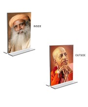 Sadhguru & Swami Prabhupada Acrylic T-Style Photo Stand - 11x13 Inches, Compact and Stylish Spiritual Display, easily change 2 photos (Pack of 1)