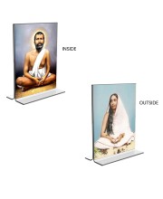 Sri Ramakrishna Paramhansa & Sarada Debi Acrylic T-Style Photo Stand - 7x9 Inches, Compact and Stylish Spiritual Display, easily change 2 photos (Pack of 1)